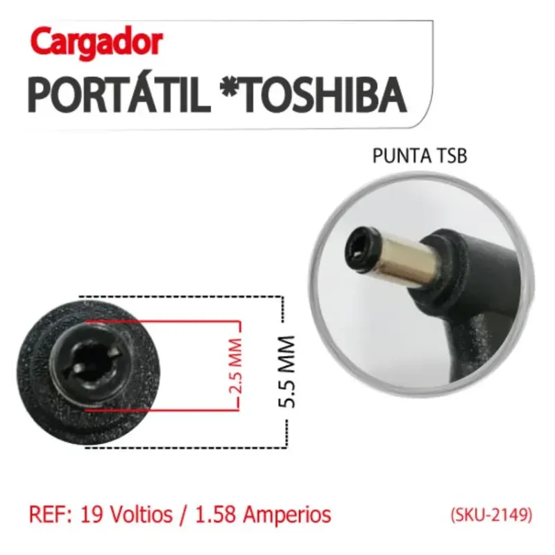 Comprar Cargador Para Portatil Toshiba 19v 158 en Electroshopy - Ángulo 3